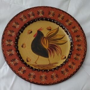 Decorative Rooster Plate - Orange and Black